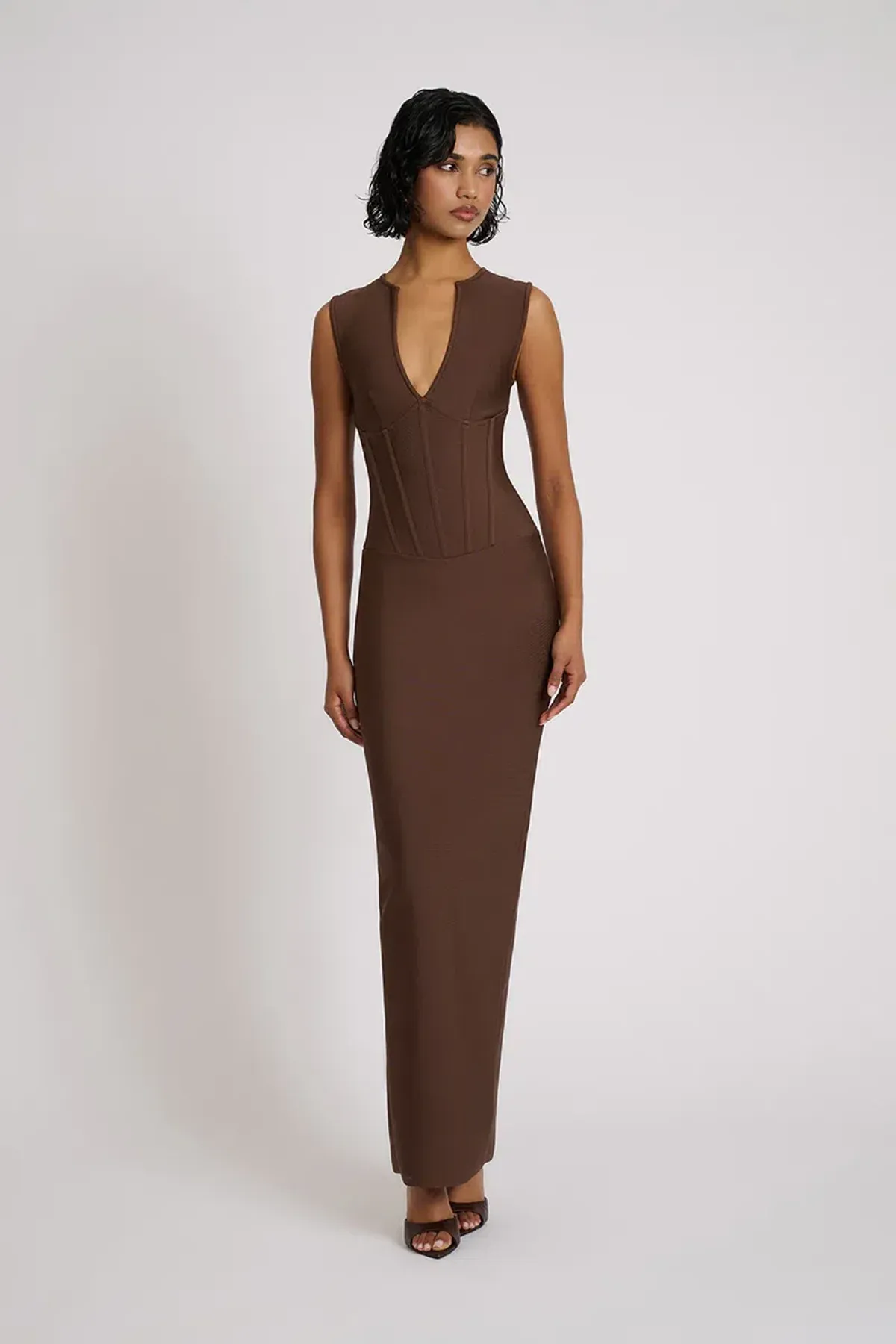 Eliya the Label Giselle Midi Dress Brown Size 10 - Image 4