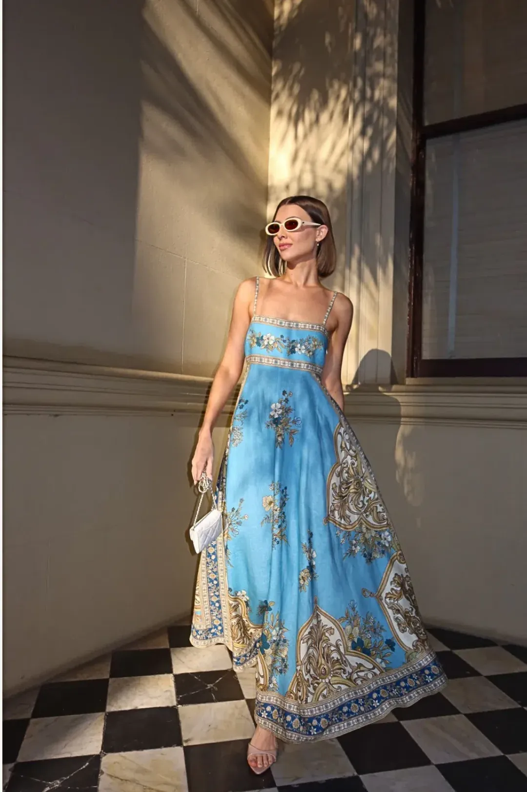 Alemais Cassie La Sirena Exclusive Sundress Blue Print Size 16 for rent on The Volte - main image