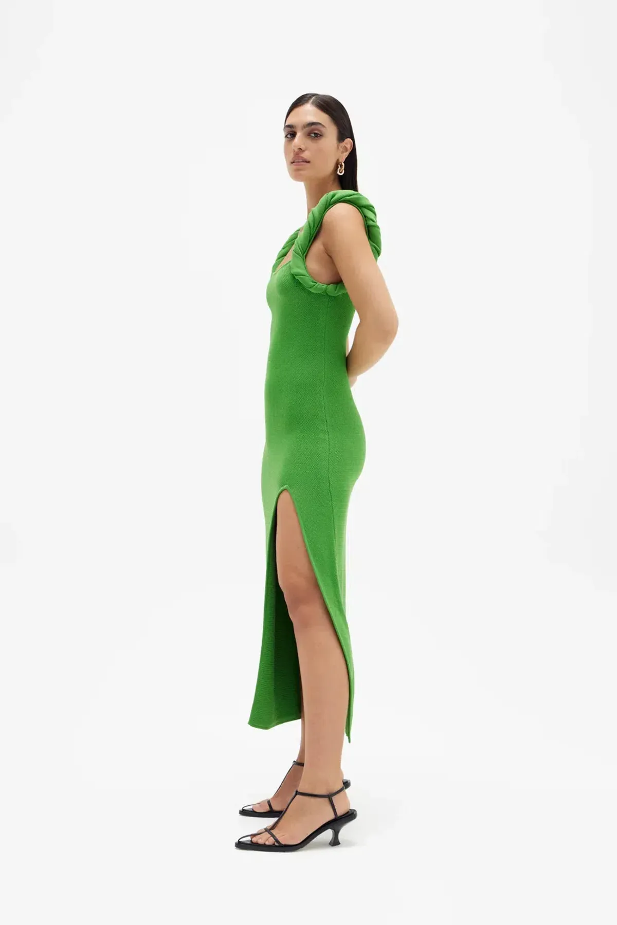 Rachel Gilbert Rosetta Dress Midi Green Size AU 12 - Image 3