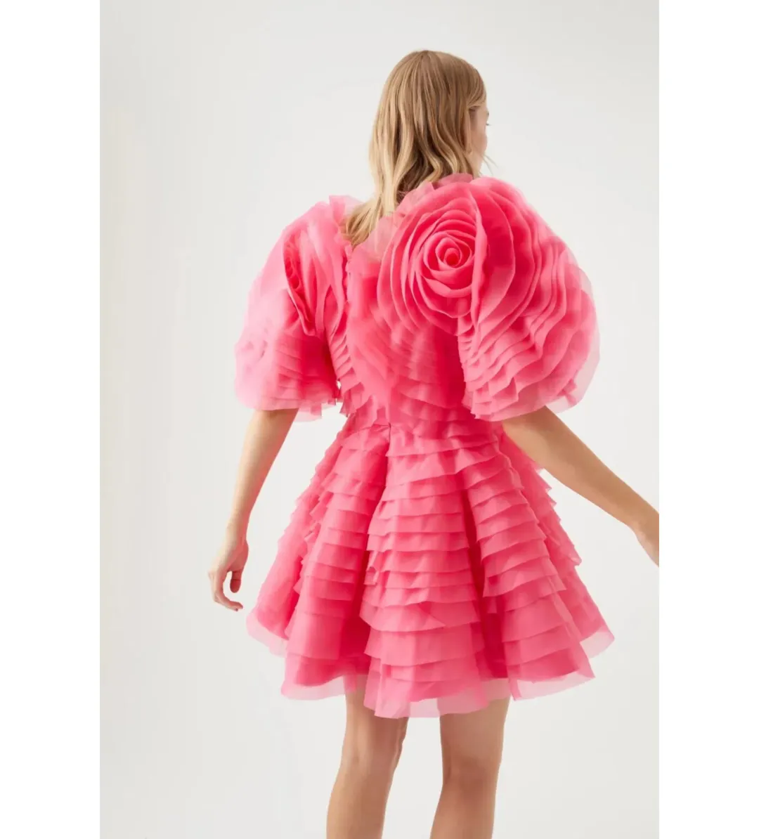 Aje Amour Ruffle Mini Dress Berry Pink Size 8 for rent on The Volte - main image