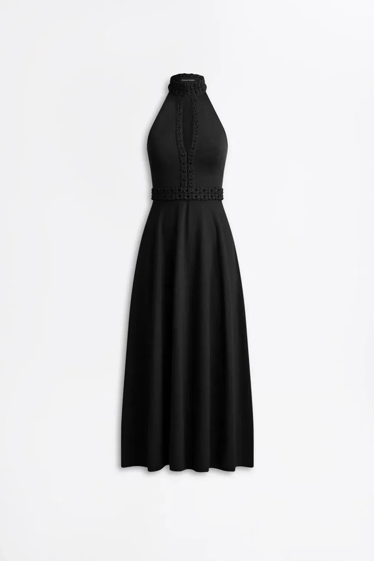 Scanlan Theodore Crepe Knit Daisy Sleeveless Midi Dress Black Size 8 - Image 5