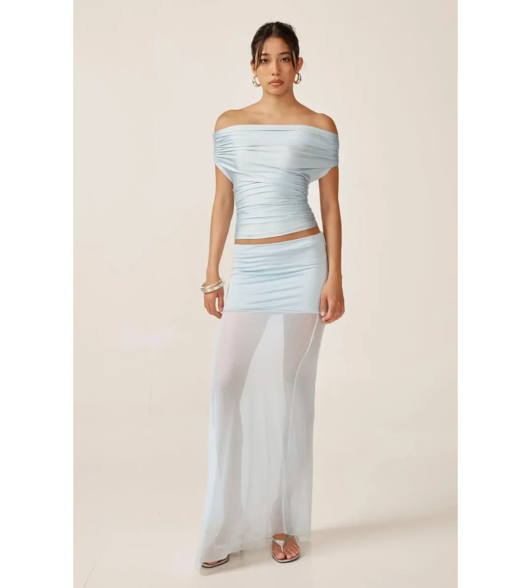 Ance Gria Grace Top & Skirt Set in Sky Blue Size AU 10 for rent on The Volte - main image