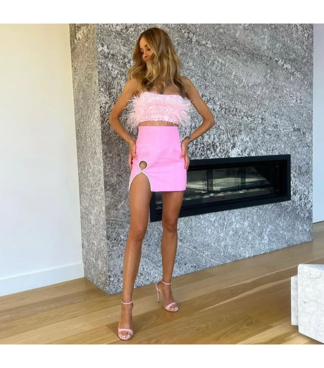 Eliya The Label Heather Top and  Simone Mini Skirt Pink Size AU 8 for rent on The Volte - main image