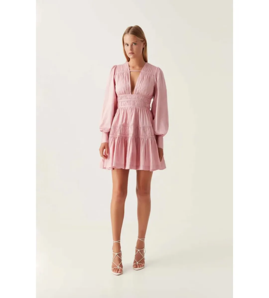 Aje Fallingwater Mini Dress Pink Size 12  for rent on The Volte - main image