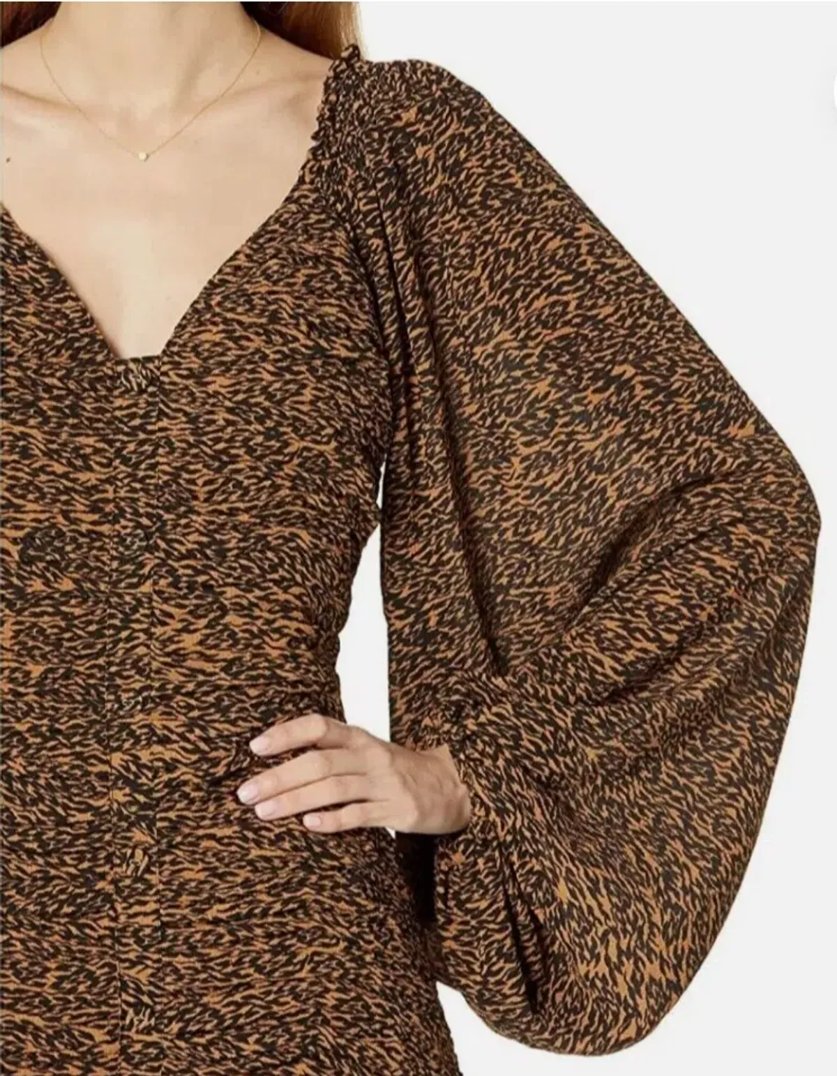 Ted Baker London Wyatte Ruched Bodycon Mini Dress Animal Print Size AU 10 - Image 2