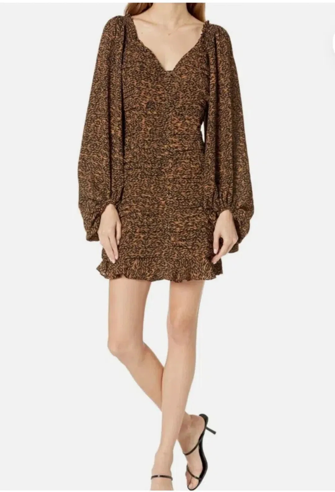 Ted Baker London Wyatte Ruched Bodycon Mini Dress Animal Print Size AU 10 for rent on The Volte - main image