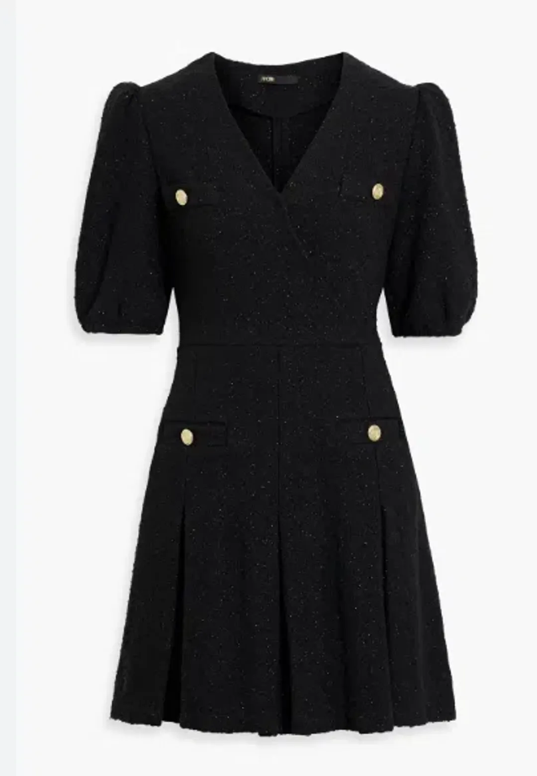 Maje Wrap Effected Metallic Tweed Mini Dress Size AU 8 for rent on The Volte - main image