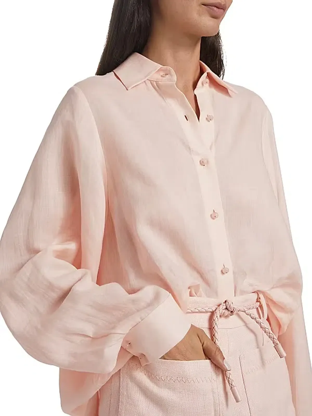 Zimmermann Crush Oversized Button Front Shirt Pink Size AU 12 - Image 1
