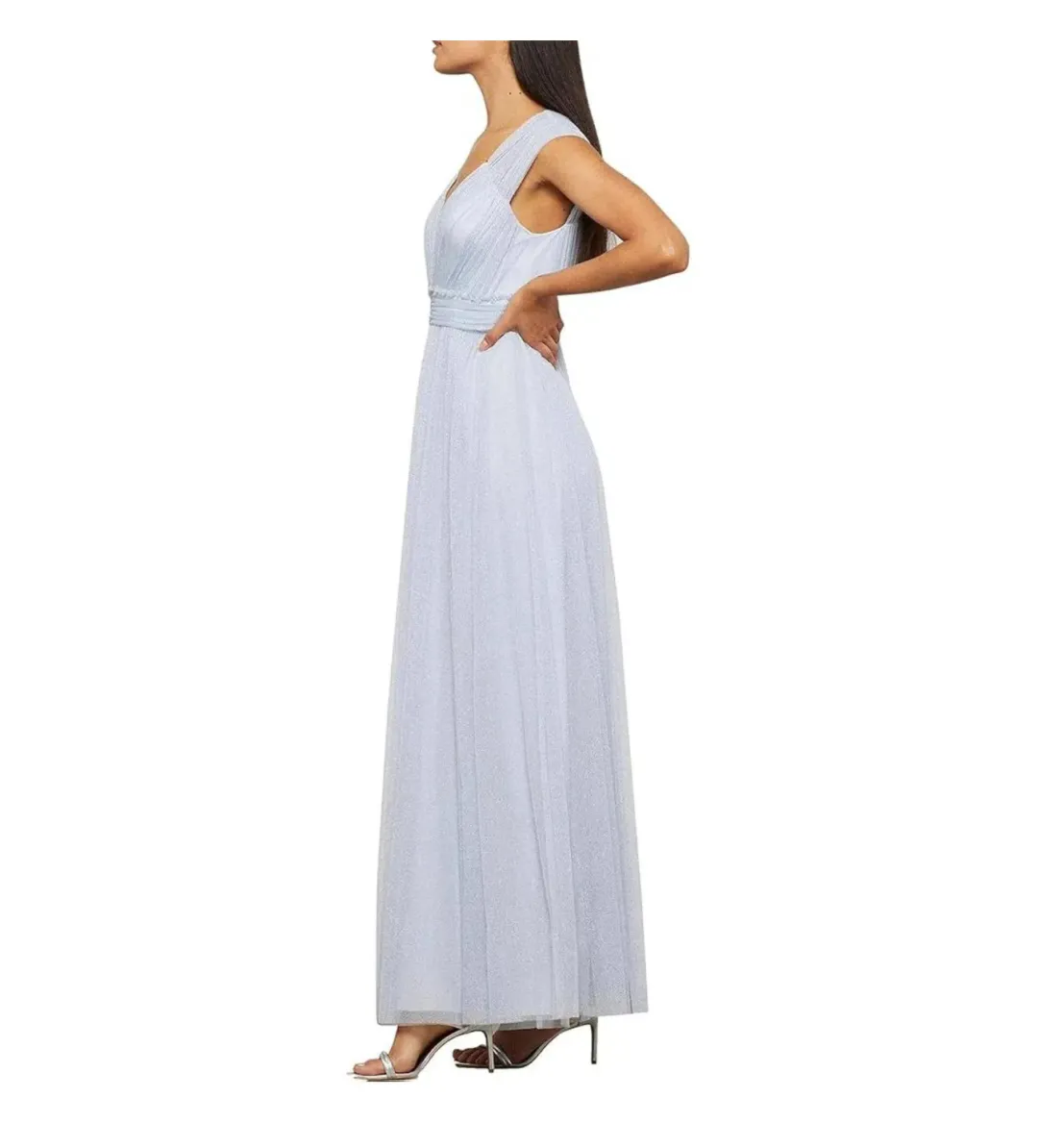 BCBGMAXAZRIA Women's V-Neck Evening Gown Blue Size AU 10 for rent on The Volte - main image