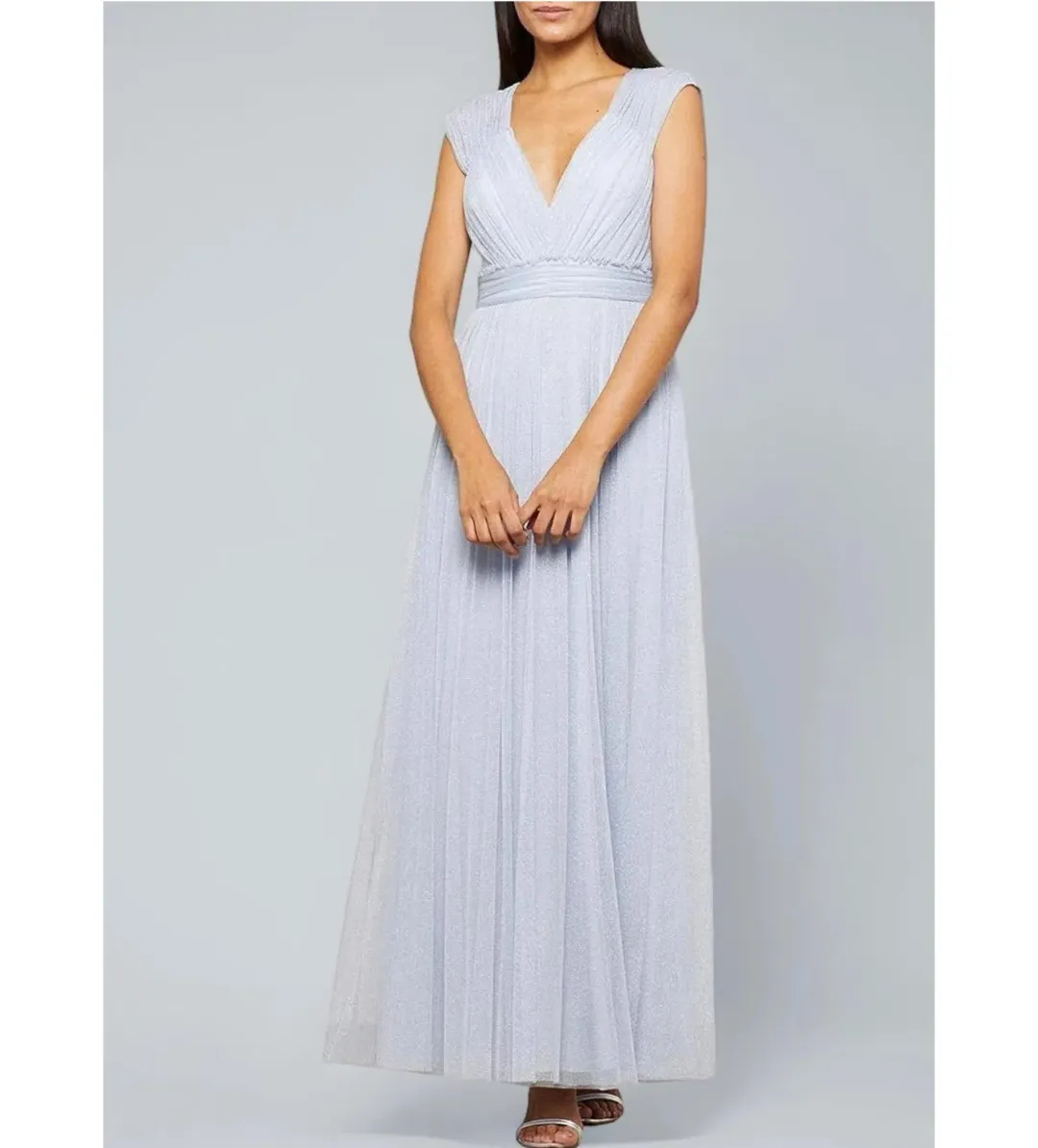 BCBGMAXAZRIA Women's V-Neck Evening Gown Blue Size AU 10 for rent on The Volte - main image