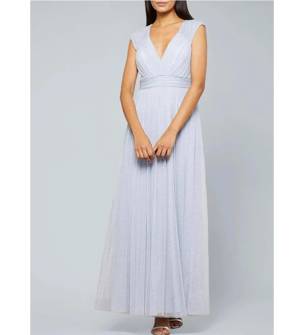 BCBGMAXAZRIA Women's V-Neck Evening Gown Blue Size AU 10 - Image 1