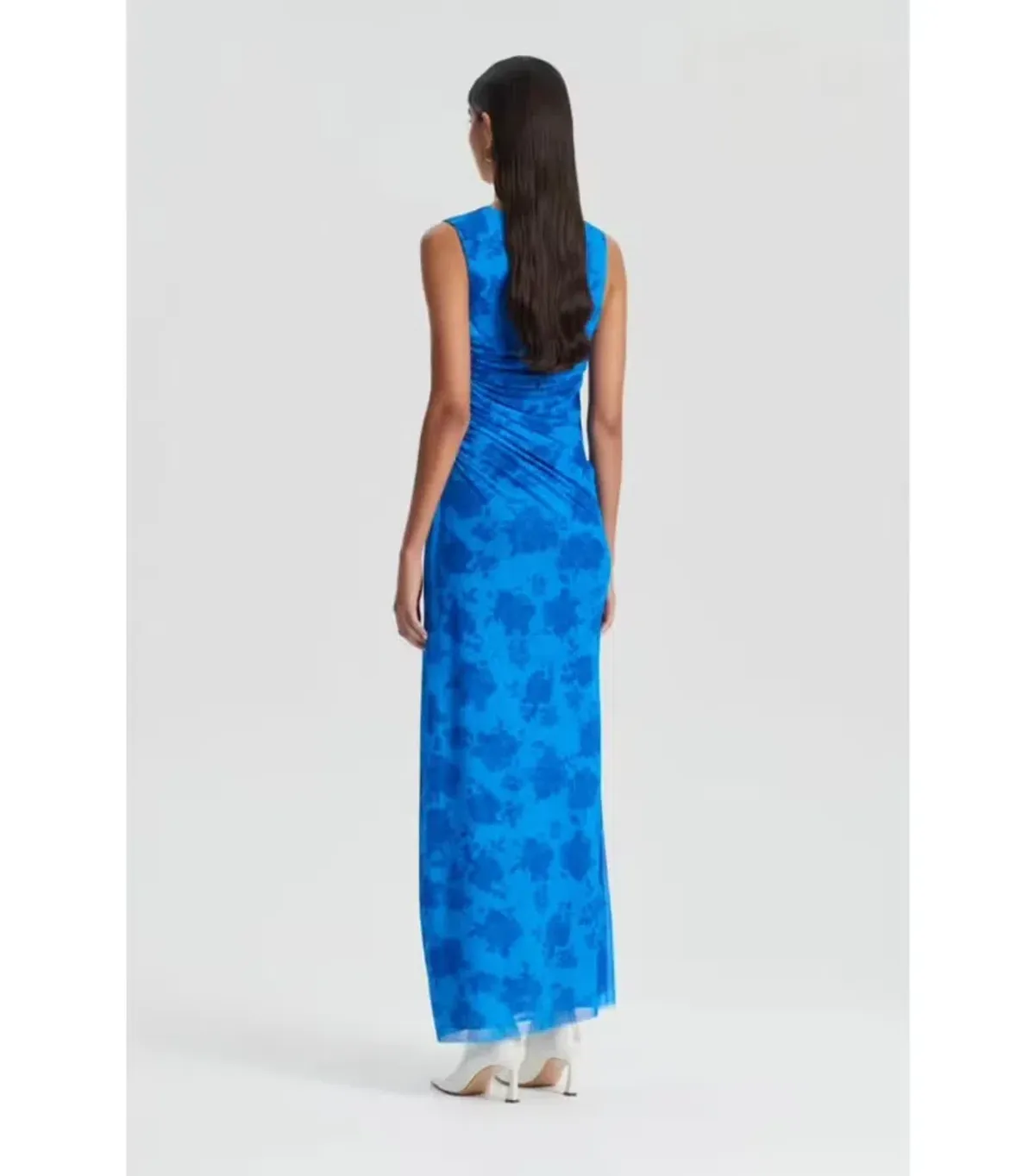 Scanlan Theodore Italian Floral Lace Print Mesh Maxi Dress Blue Size AU 10 - Image 2