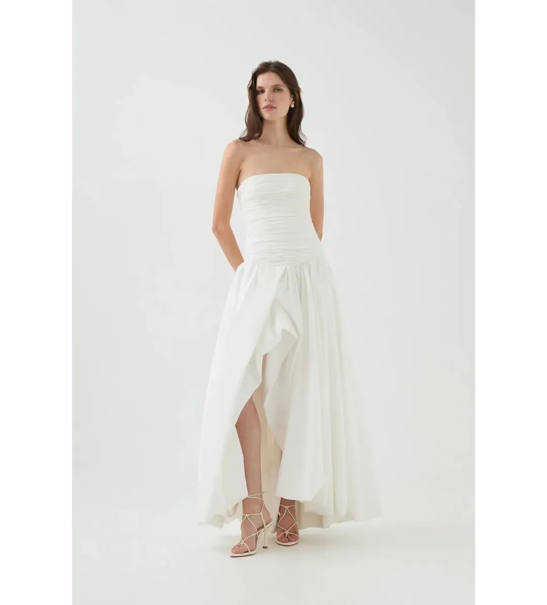 Aje Violette Bubble Hem Maxi Dress Ivory Size AU 8 for rent on The Volte - main image