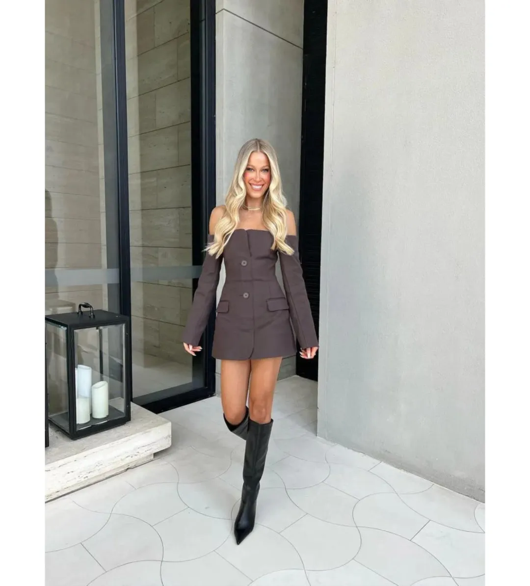 Sir the Label Sandrine Tailored Mini Dress Chocolate Size 1 AU 8 for rent on The Volte - main image