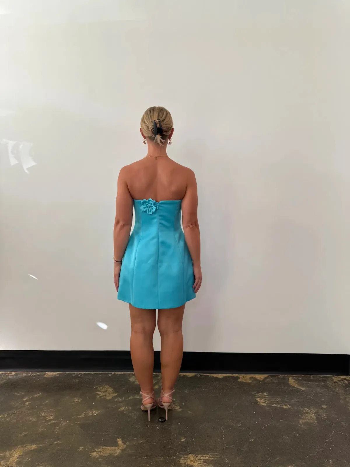 Leo Lin Rosario Petal Bustier Mini Dress Aqua Size AU 10 - Image 3