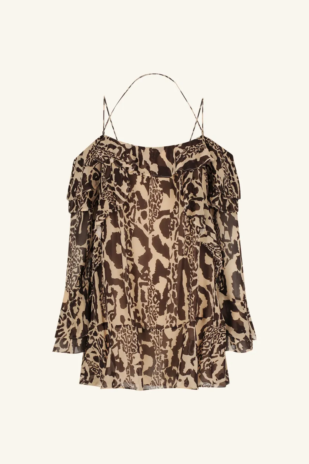 Shona Joy Goldie Tiered Mini Dress in Animal Effect Size XL / 14 for rent on The Volte - main image
