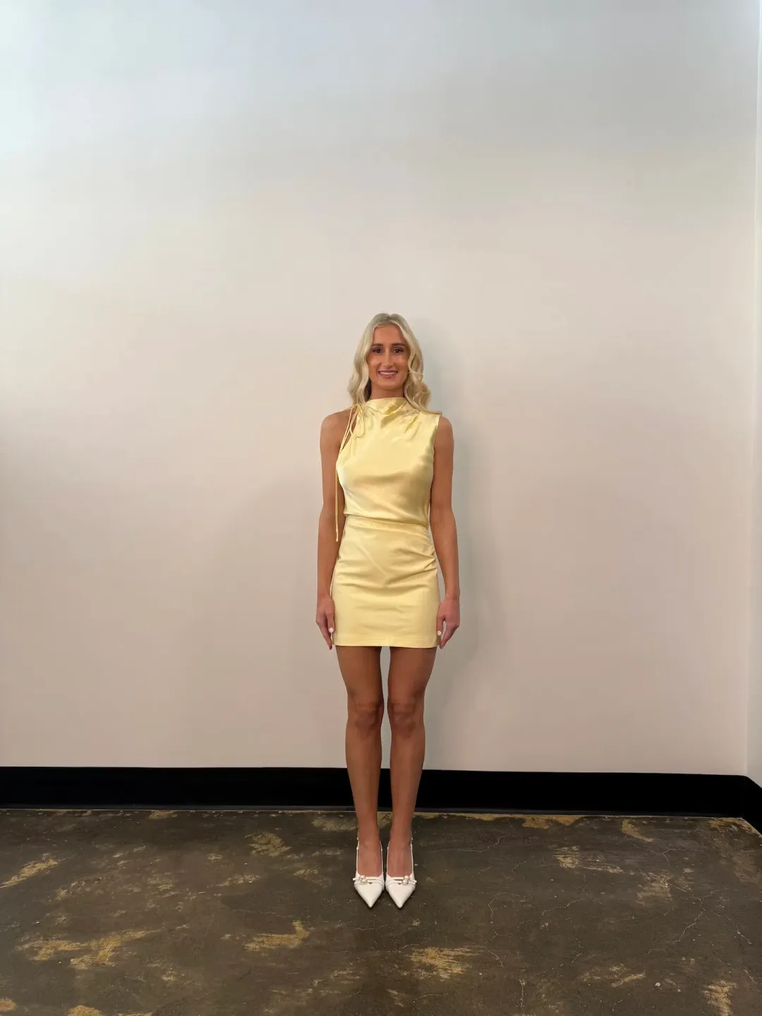 Shona Joy Dillon Cowl Mini Dress Yellow Sorbet Size 6 for rent on The Volte - main image