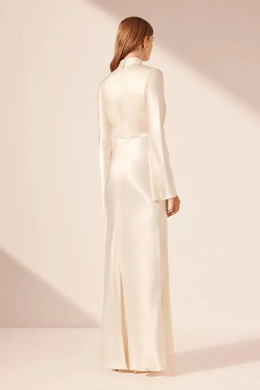 Shona Joy La Lune Plunged Long Sleeve Maxi Dress Cream Size 6 for rent on The Volte - main image