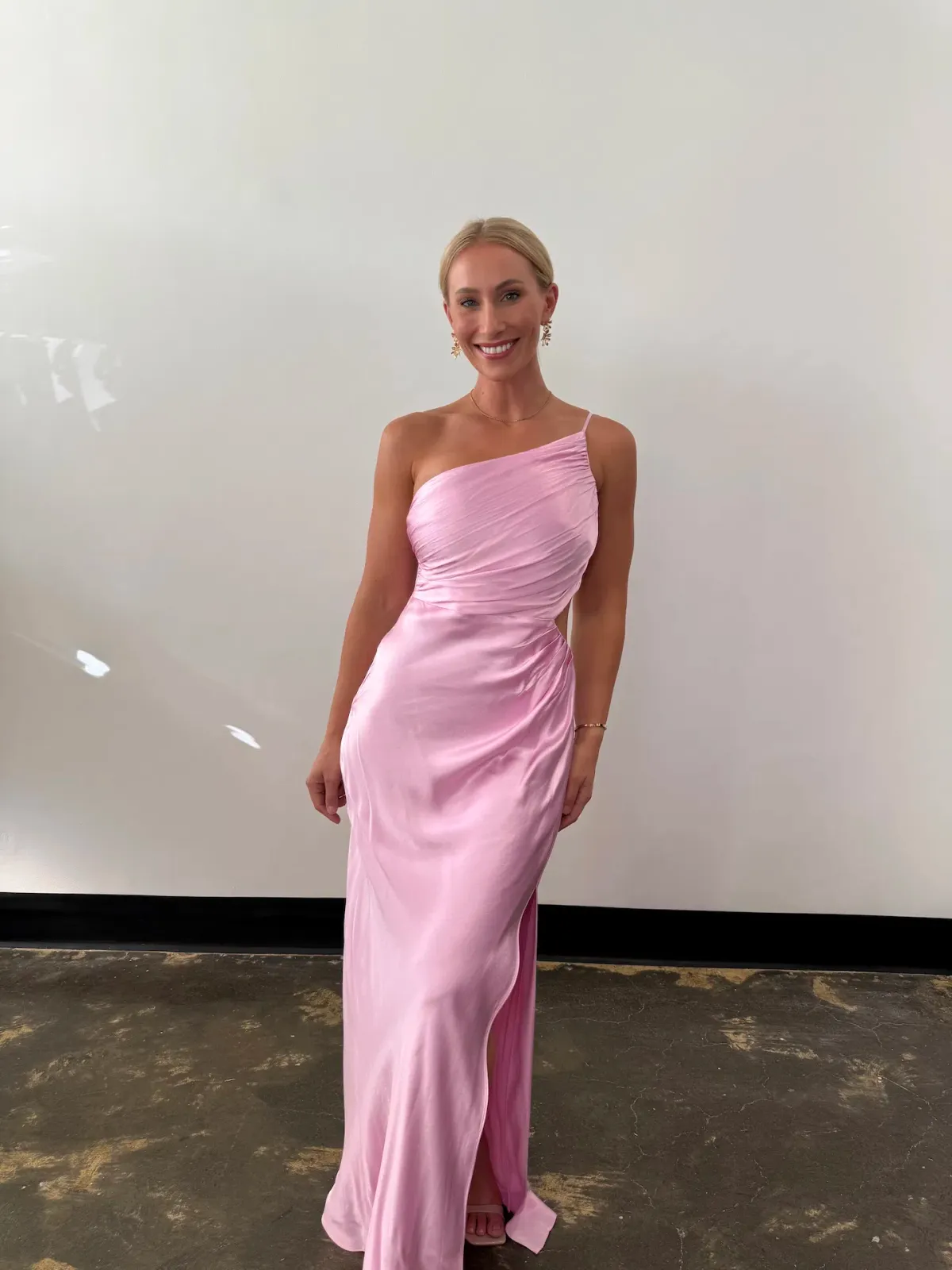 Shona Joy La Lune Asymmetrical Gathered Maxi Dress in Peony Size 14 - Image 5