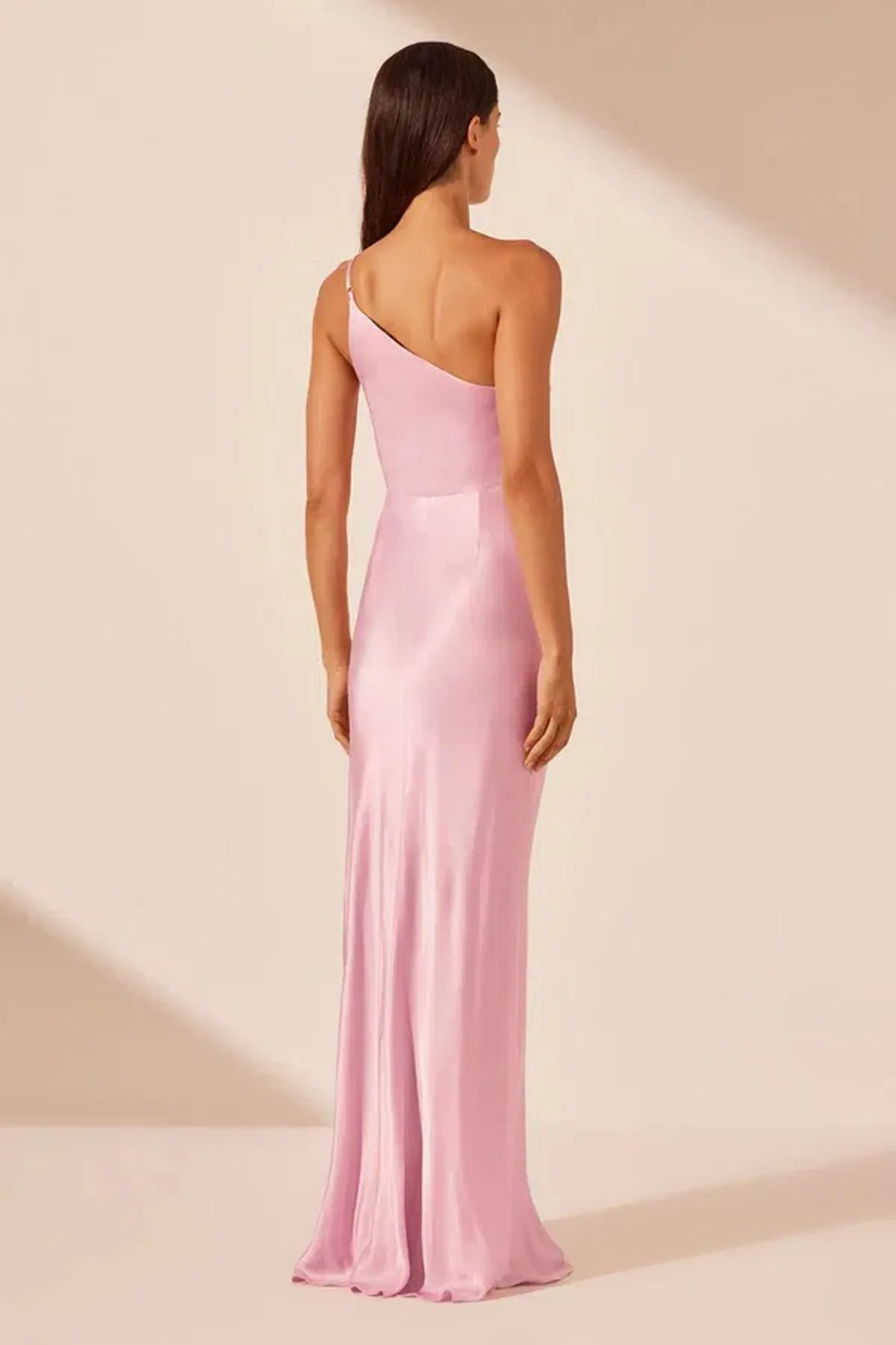Shona Joy La Lune Asymmetrical Gathered Maxi Dress in Peony Size AU 10 - Image 4
