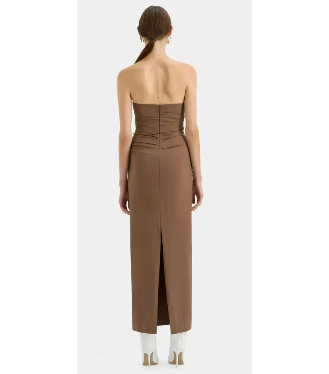 Sir the label Alba Strapless Maxi Gown in Mocha Size AU 10 for rent on The Volte - main image