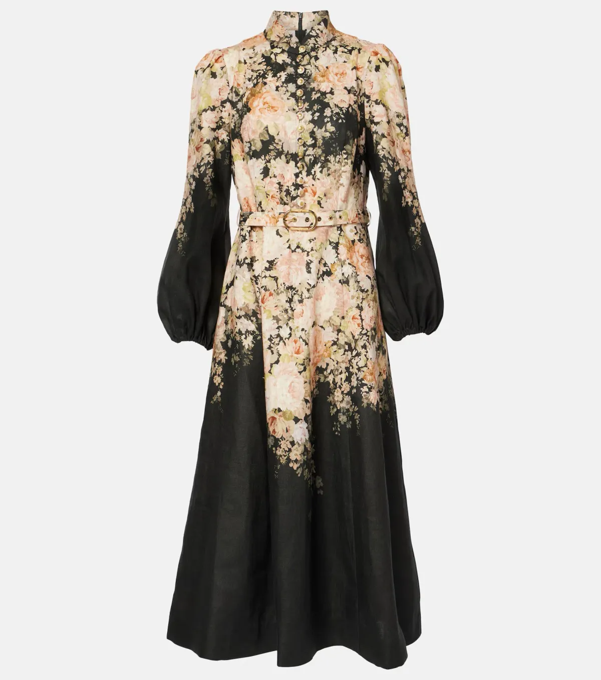 Zimmermann Illustration Buttoned Midi Dress in Black Rococo Floral Size 4 - Image 3