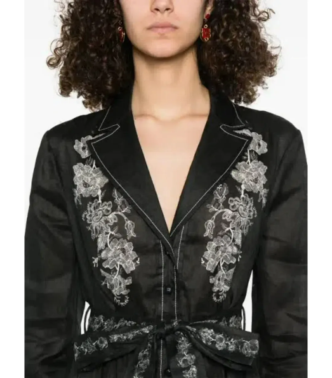 Zimmermann Shirt Dress Midi in Black Floral Size 4 / AU 16 for rent on The Volte - main image