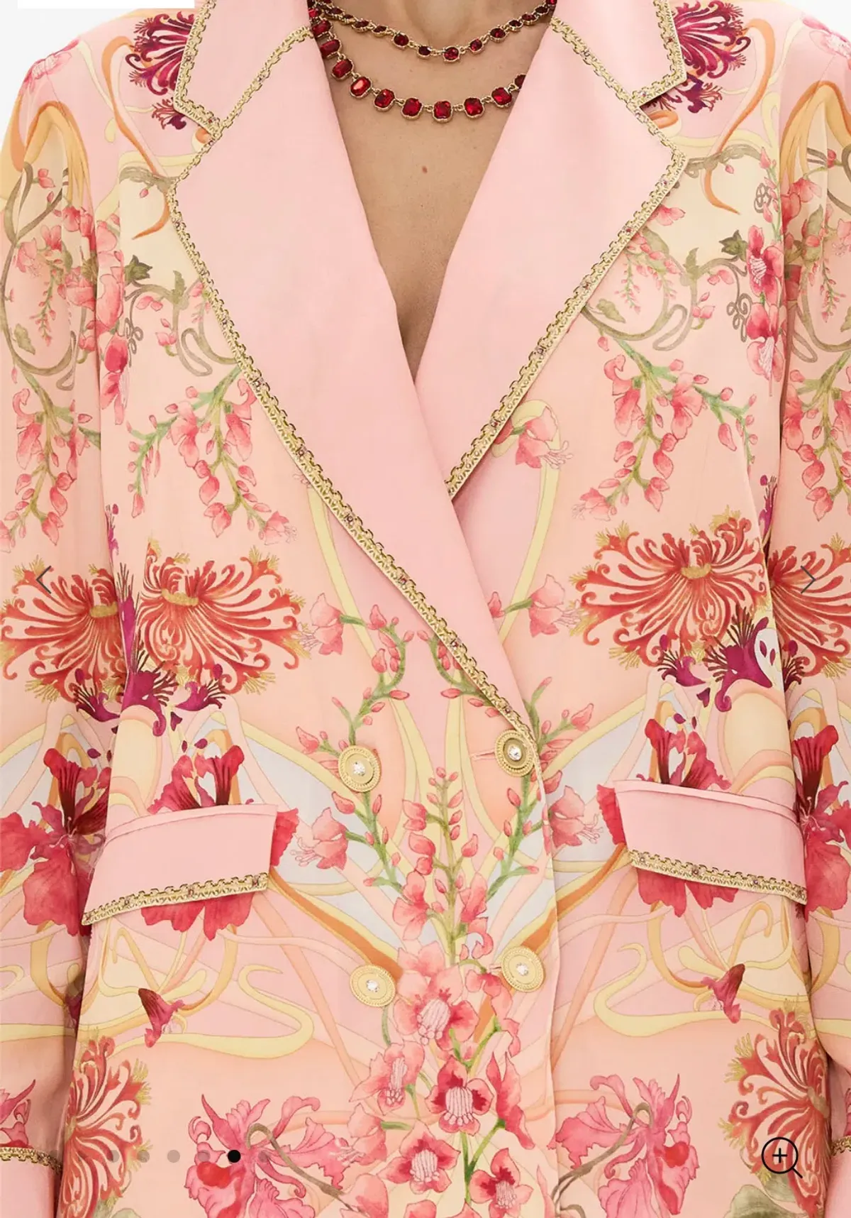 Camilla Double Breasted Soft Jacket (Size L) and Straight Leg Pants (Size XXL) Set in Blossoms and Brushstrokes - Image 2