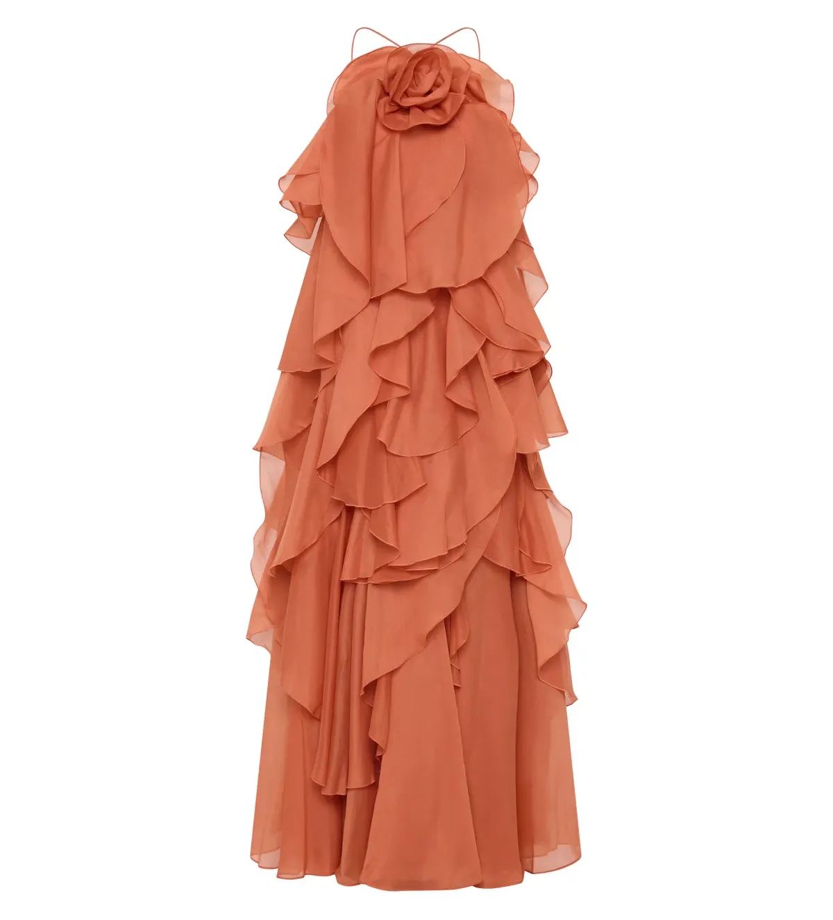 Aje Pandorea Layered Maxi Dress Coral Clay Size 6 - Image 6