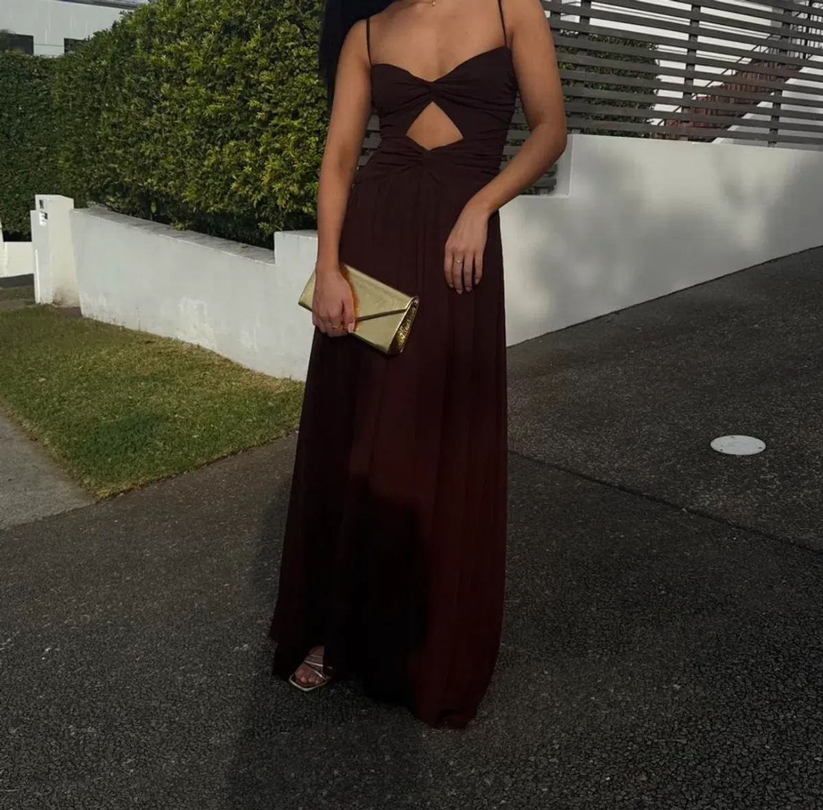 Runaway The Label Camille Maxi Dress in Brown  Size XS/ AU 6 - Image 4