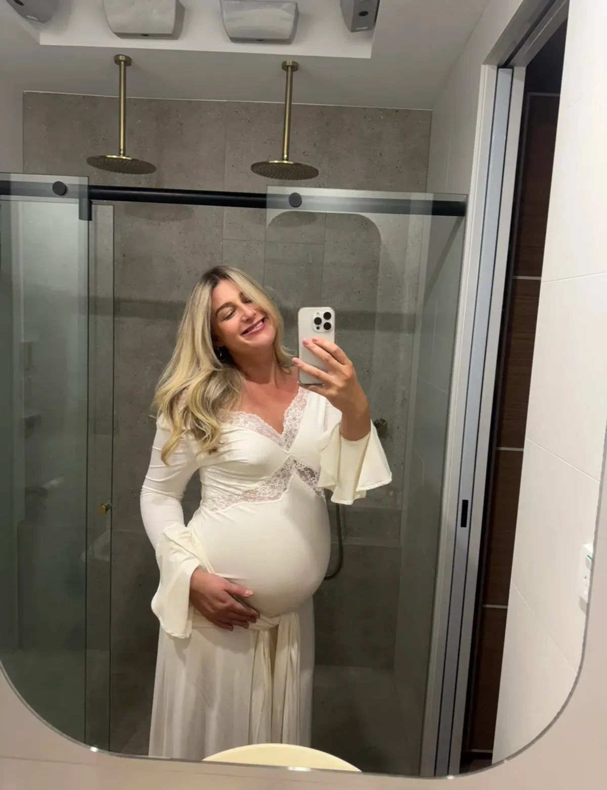 Meshki Electra Slinky Lace Maxi Dress Ivory Size 12 - Image 5