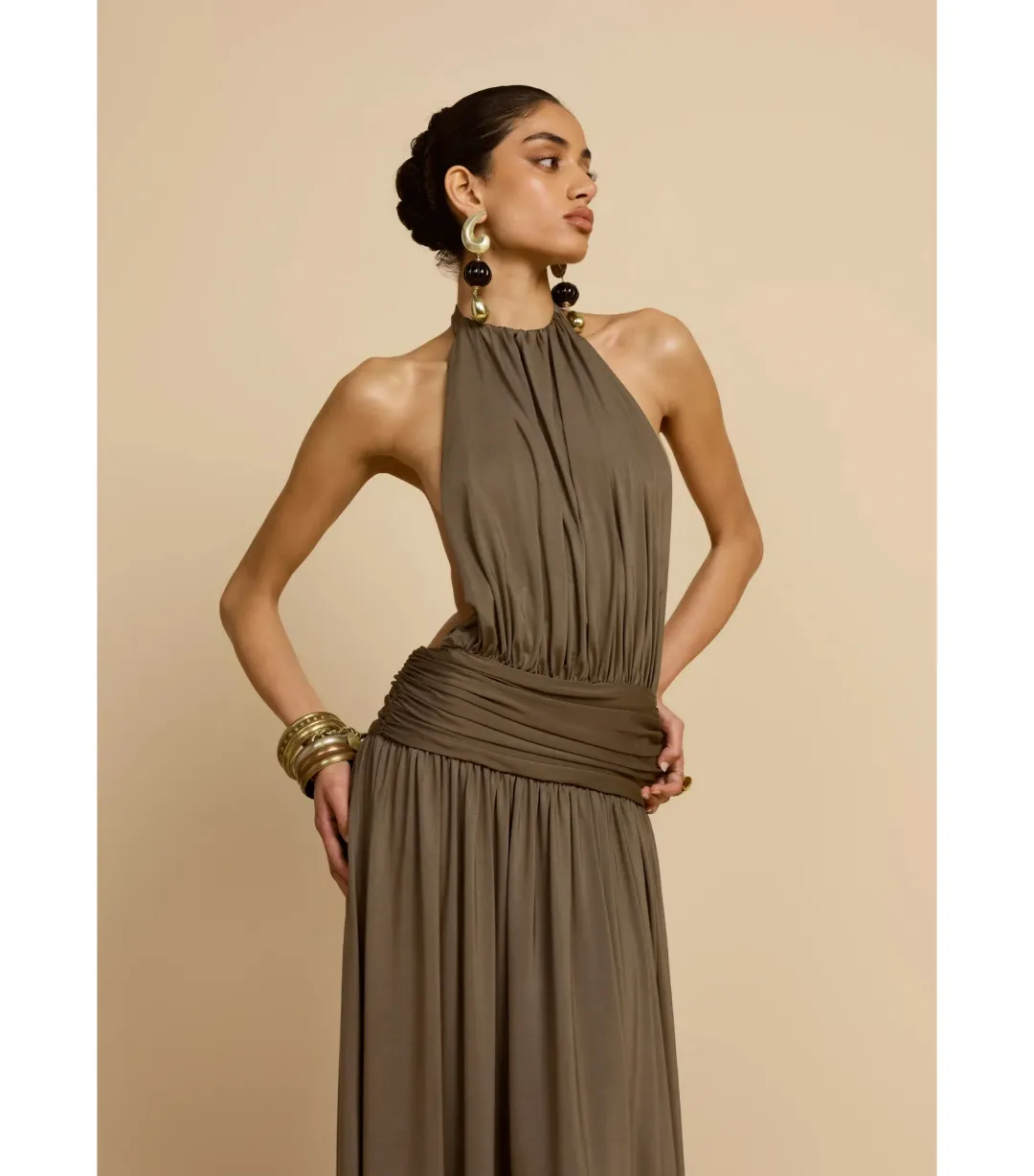 Arcina Ori Santina Maxi Dress Khaki Size XS / AU 6 for rent on The Volte - main image