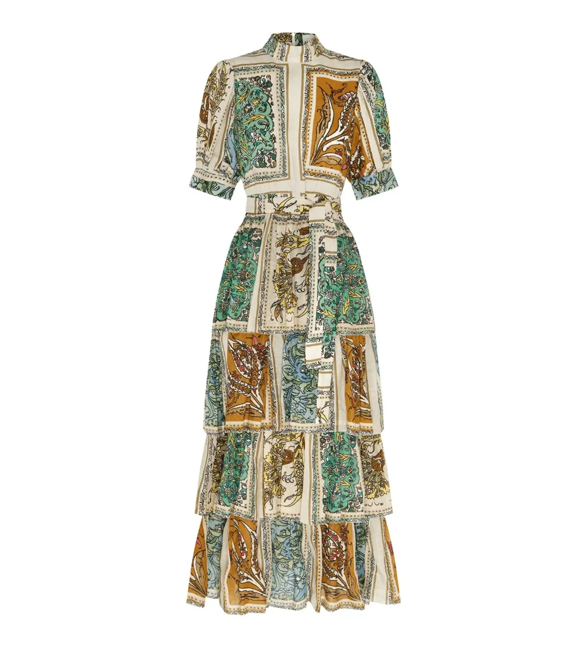 Alemais Delphine Tiered Midi Dress Multi Floral Size AU 10 - Image 7