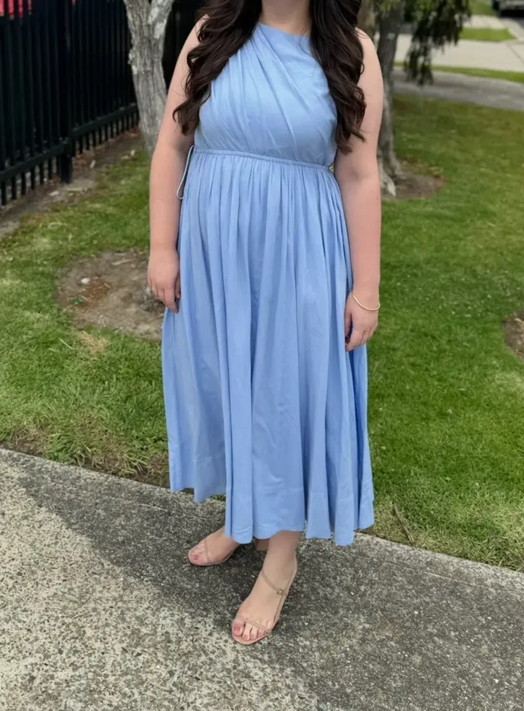 Aje Abbey Twist Midi Dress Blue Size 14 for rent on The Volte - main image