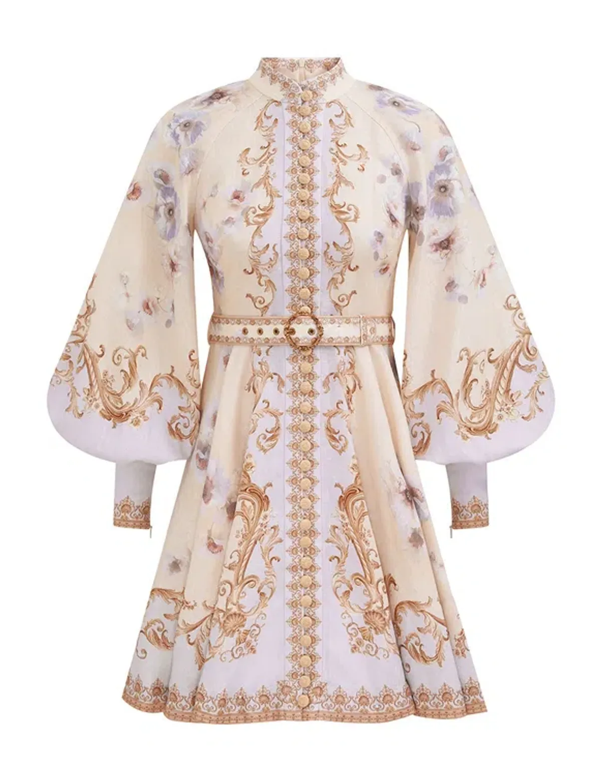 Zimmermann The Hypnotic Buttoned Mini Dress in Blue Floral Size 1/Au10 - Image 1