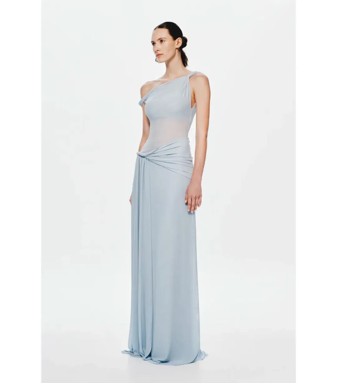 Misha The Sisal Mesh Maxi Dress in Dove Blue Size XS / AU 6 for rent on The Volte - main image