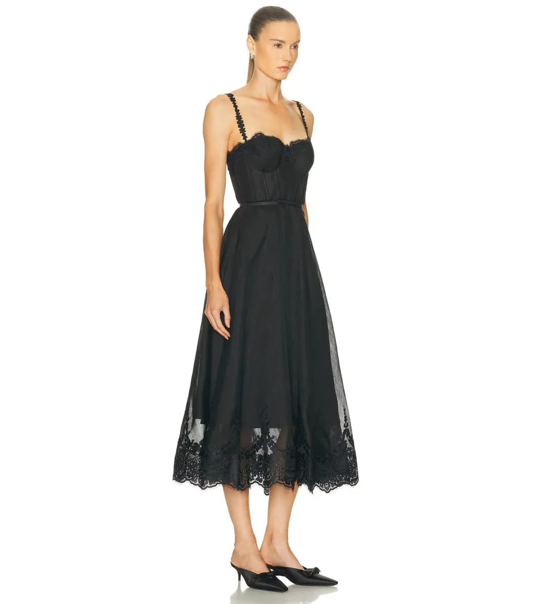 Zimmermann Hypnotic Lace Trim Gown Black Size 1 AU 10 for rent on The Volte - main image