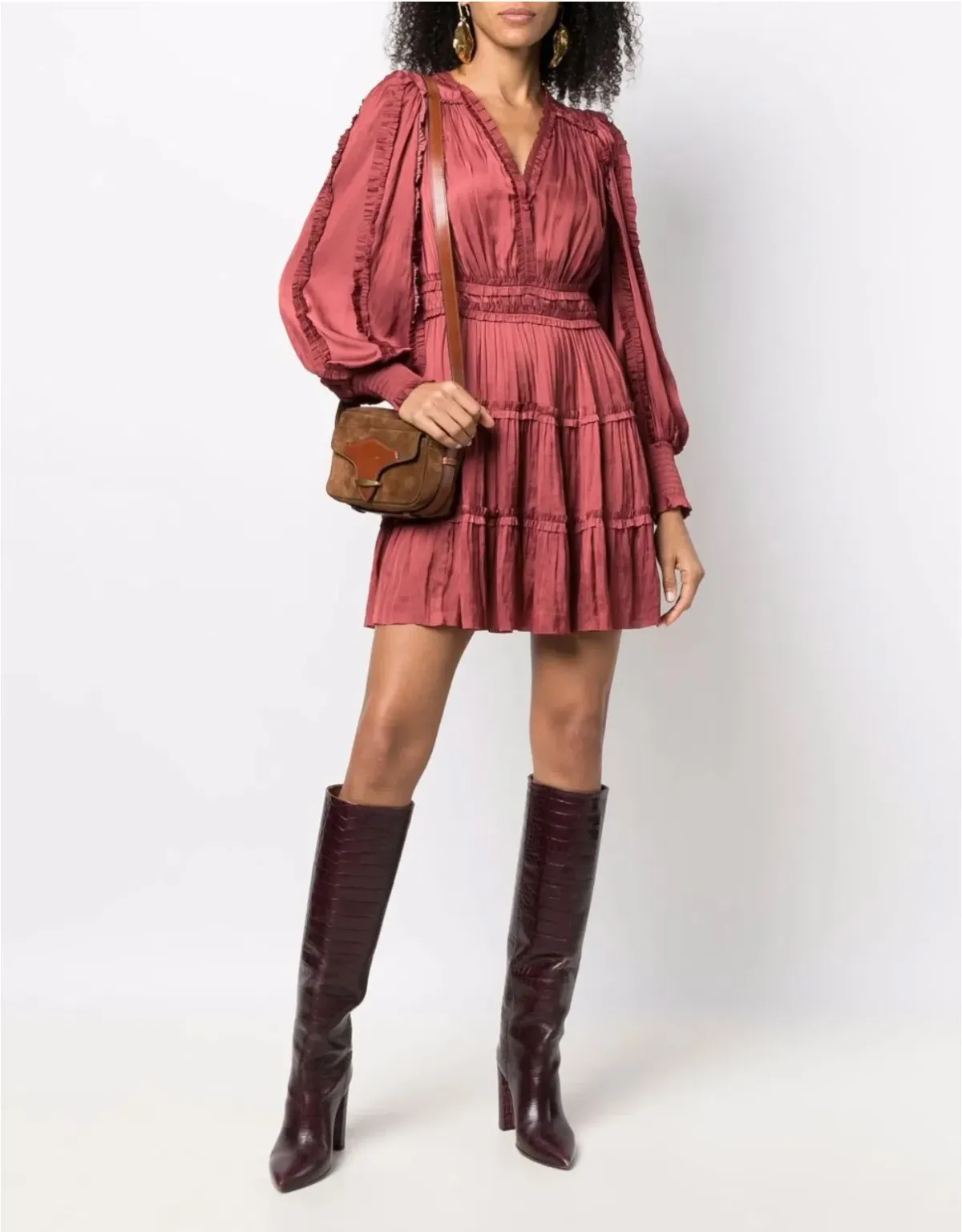 Ulla Johnson Flared V-neck Mini Dress In  Dessert Rose Size US 10/ AU 14 - Image 1