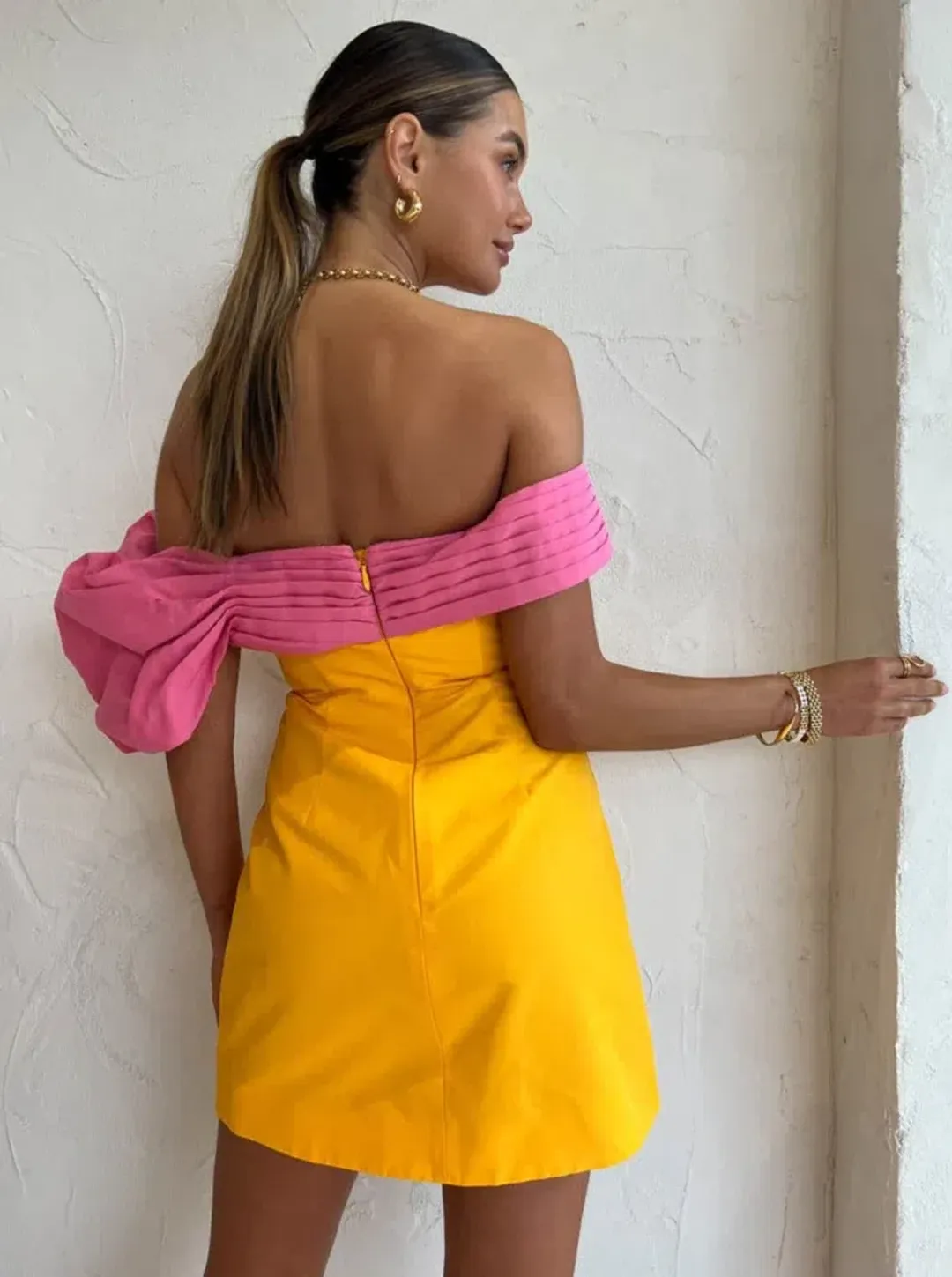 Rachel Gilbert Manuela Mini Dress Saffron & Yellow Size 3 / AU 12 for rent on The Volte - main image