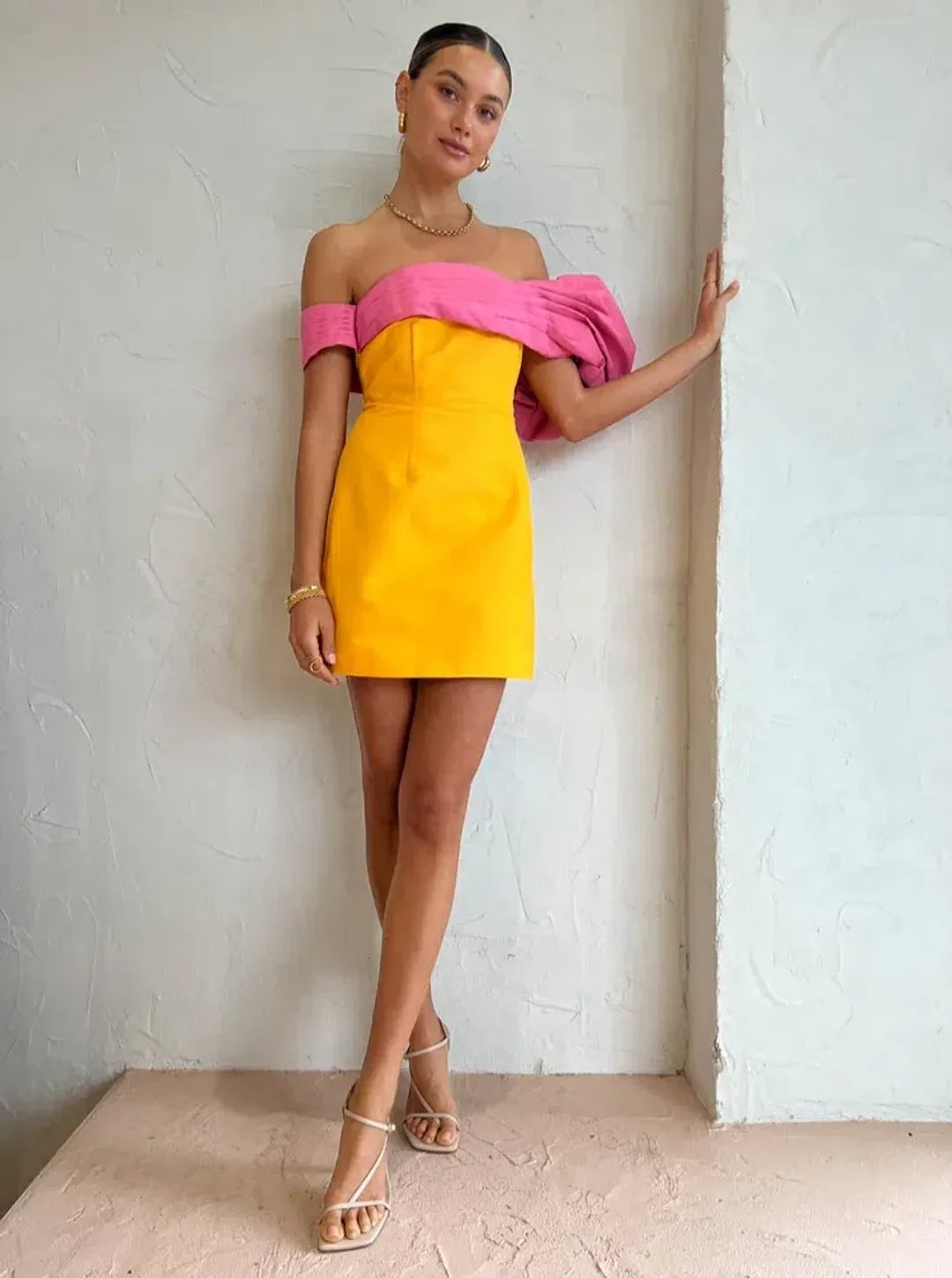 Rachel Gilbert Manuela Mini Dress Saffron & Yellow Size 3 / AU 12 for rent on The Volte - main image