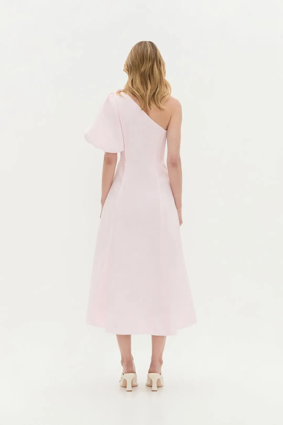 Aje Camille Midi Dress in Pastel Pink Size 8 for rent on The Volte - main image