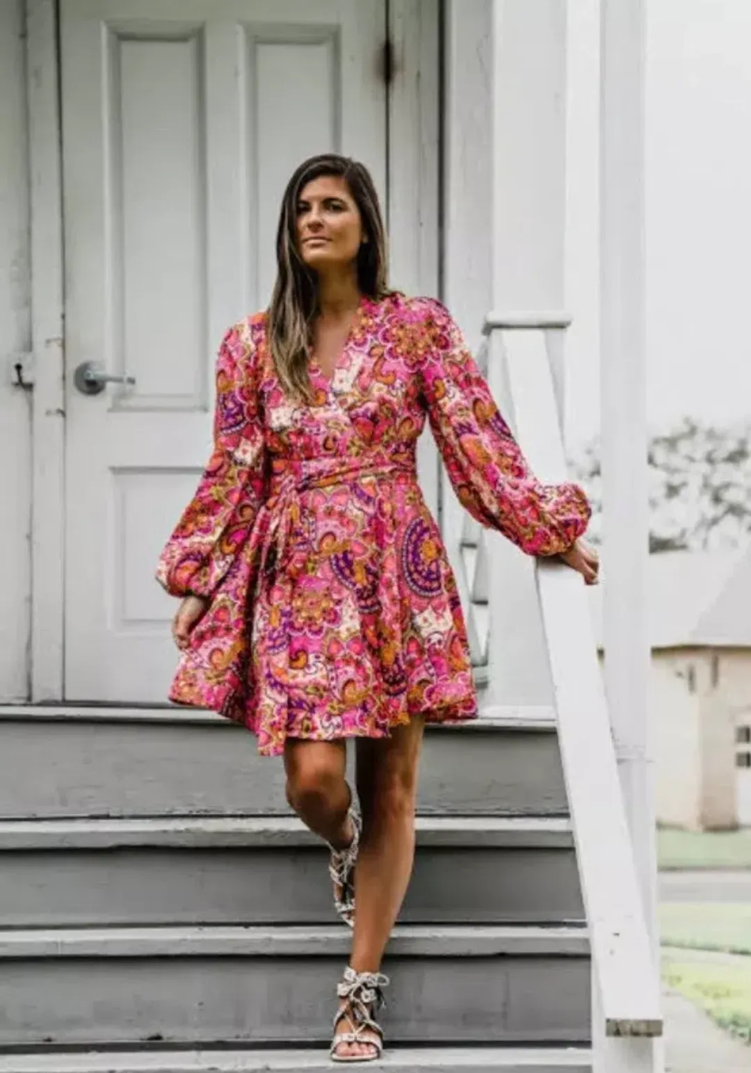 Zimmermann Dress Pink Paisley Fiesta Linen Wrap Size 0/AU 8  for rent on The Volte - main image