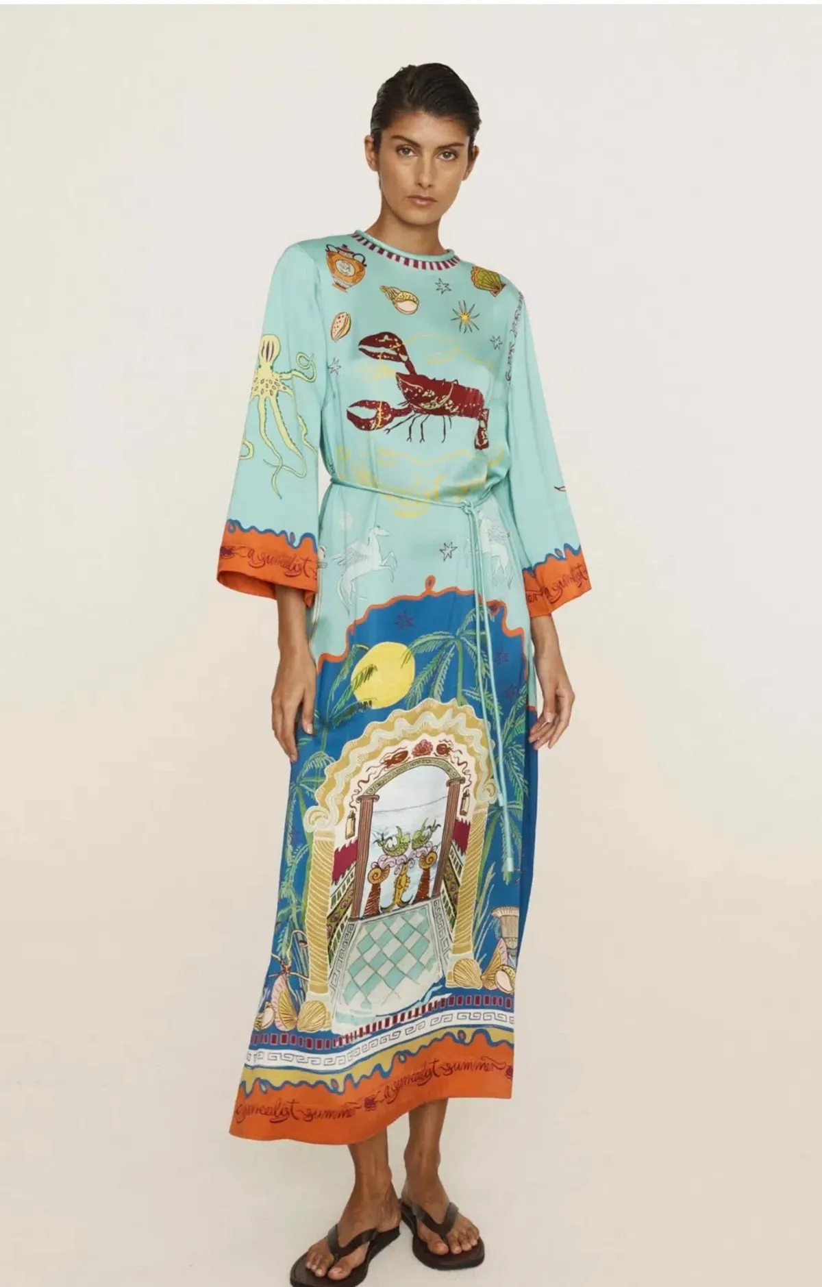 Alemais Surrealist Summer Midi Silk Dres Multi Print Size 16 - Image 1