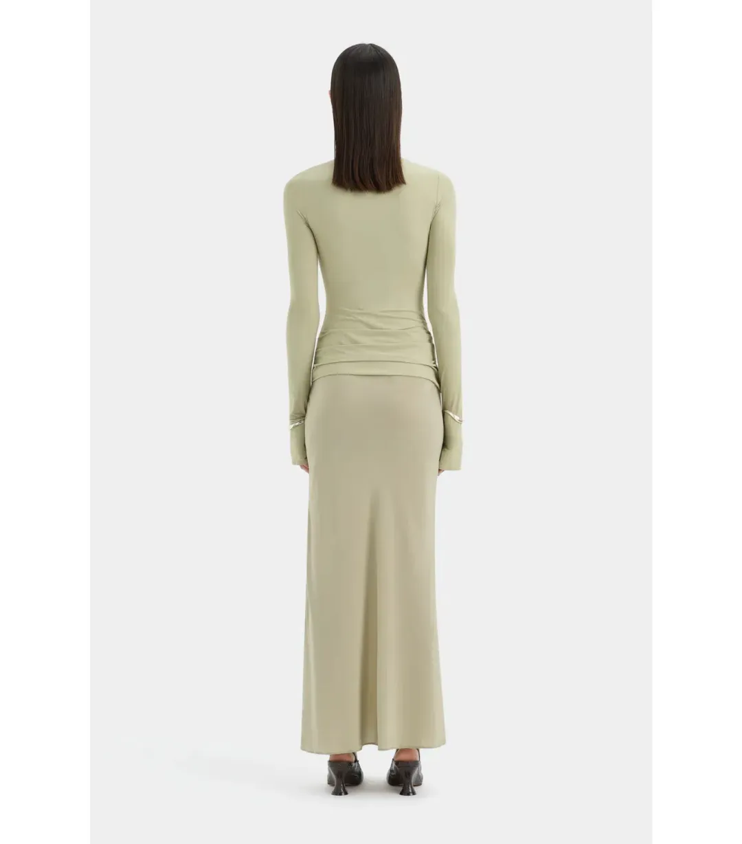 Sir the Label Milesi Twist Maxi Gown in Moss Size 3 / AU 12 for rent on The Volte - main image