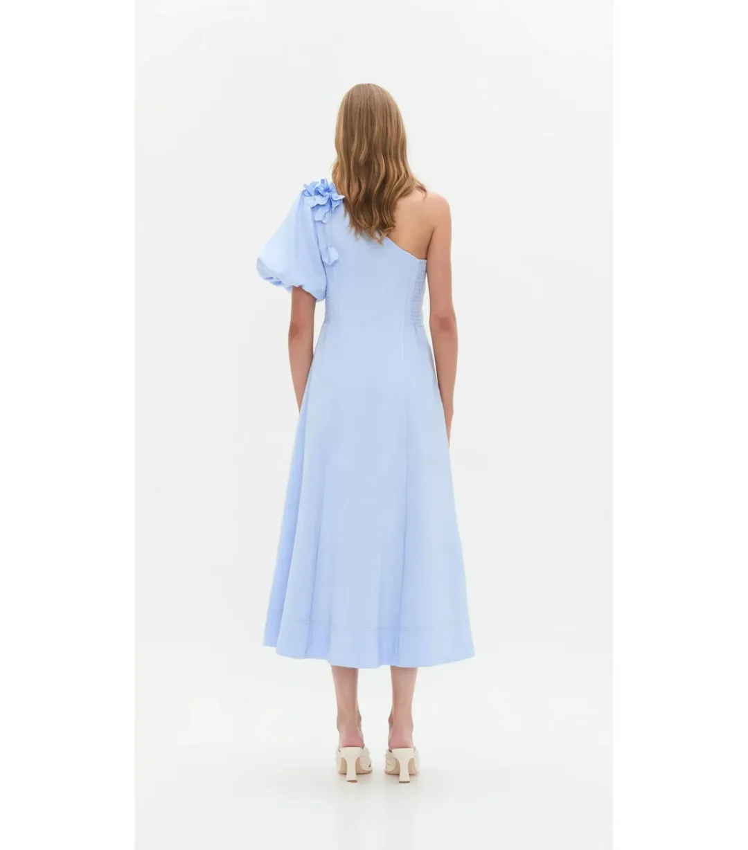 Aje Camille Midi Dress in Pale Blue Size AU 12 for rent on The Volte - main image