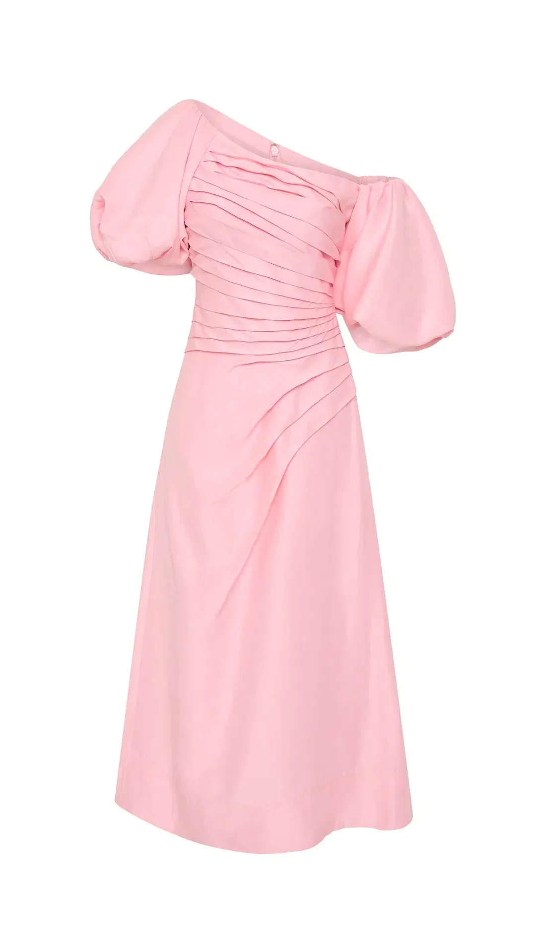 Aje Candence Ruched Midi Dress in Ballet Pink Size 12 for rent on The Volte - main image