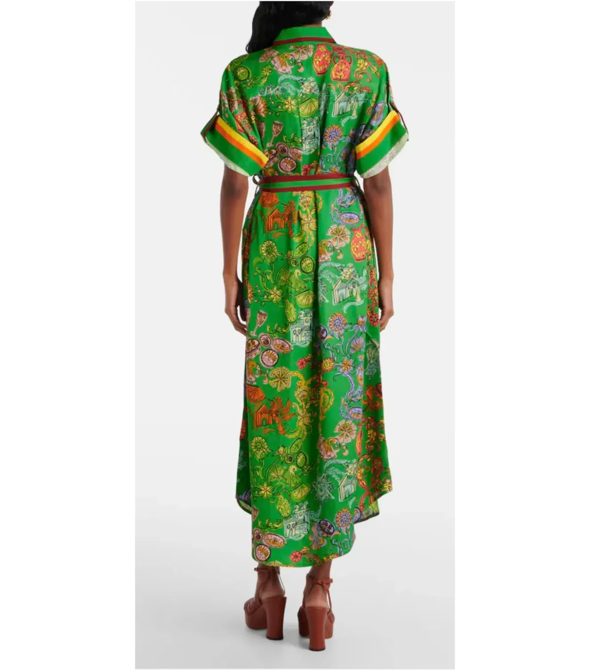 Alemais Fiesta Midi Shirtdress Green Print Size AU 16 - Image 4