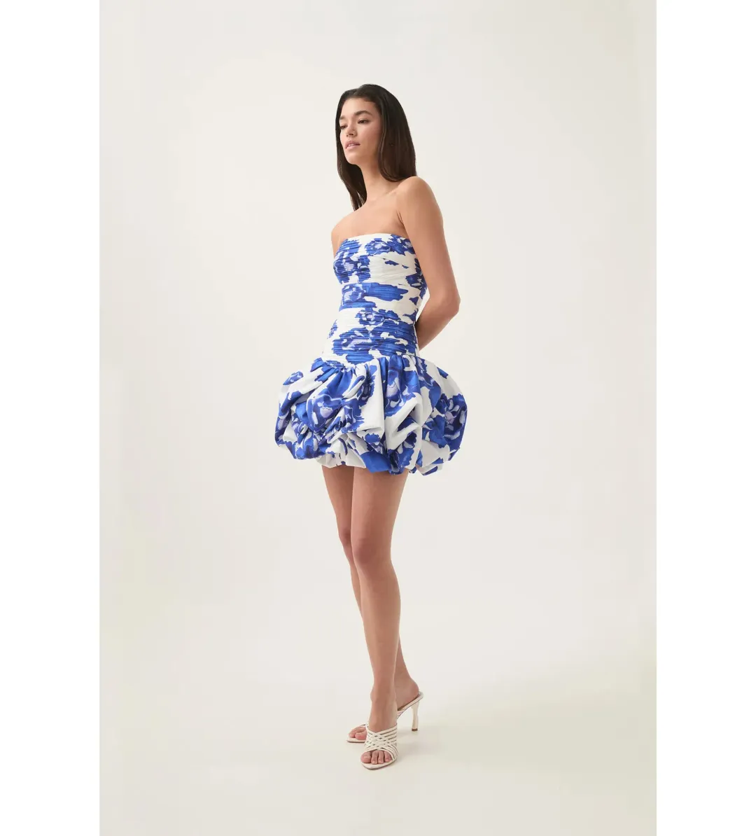 Aje Bubble Mini Dress Boldly Blooming Cobalt Size 8 for rent on The Volte - main image