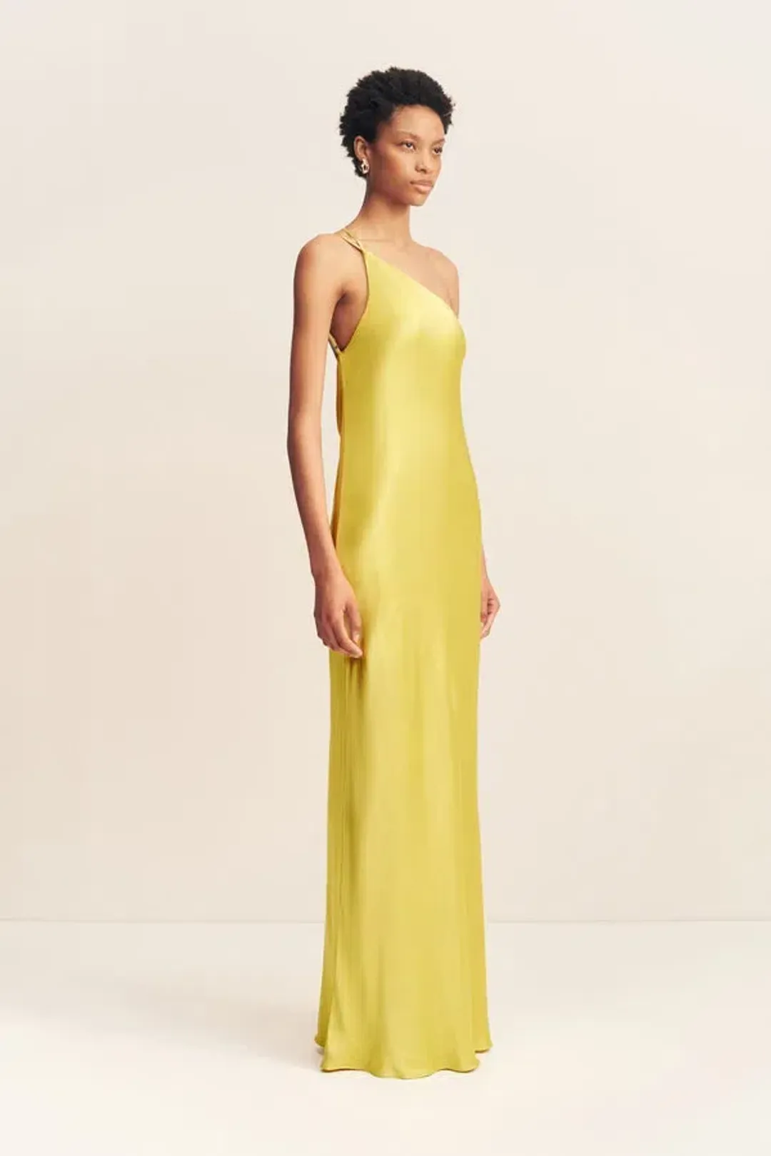 Shona Joy Sofia One Shoulder Cowl Maxi Dress Lime Size 8  for rent on The Volte - main image
