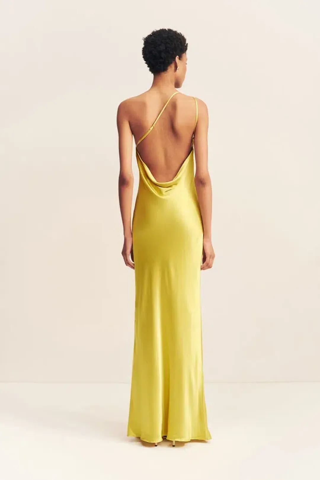 Shona Joy Sofia One Shoulder Cowl Maxi Dress Lime Size 8  for rent on The Volte - main image